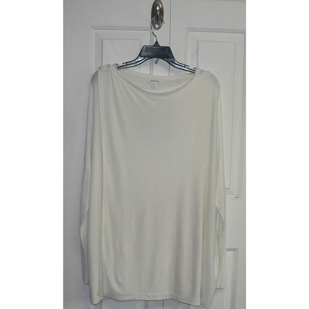 Nordstrom Signature Kiss of Cashmere Shoulder Button Cardigan White‎ Small $79